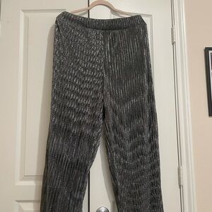ARULA Shimmering Silver Wide Leg Pants
